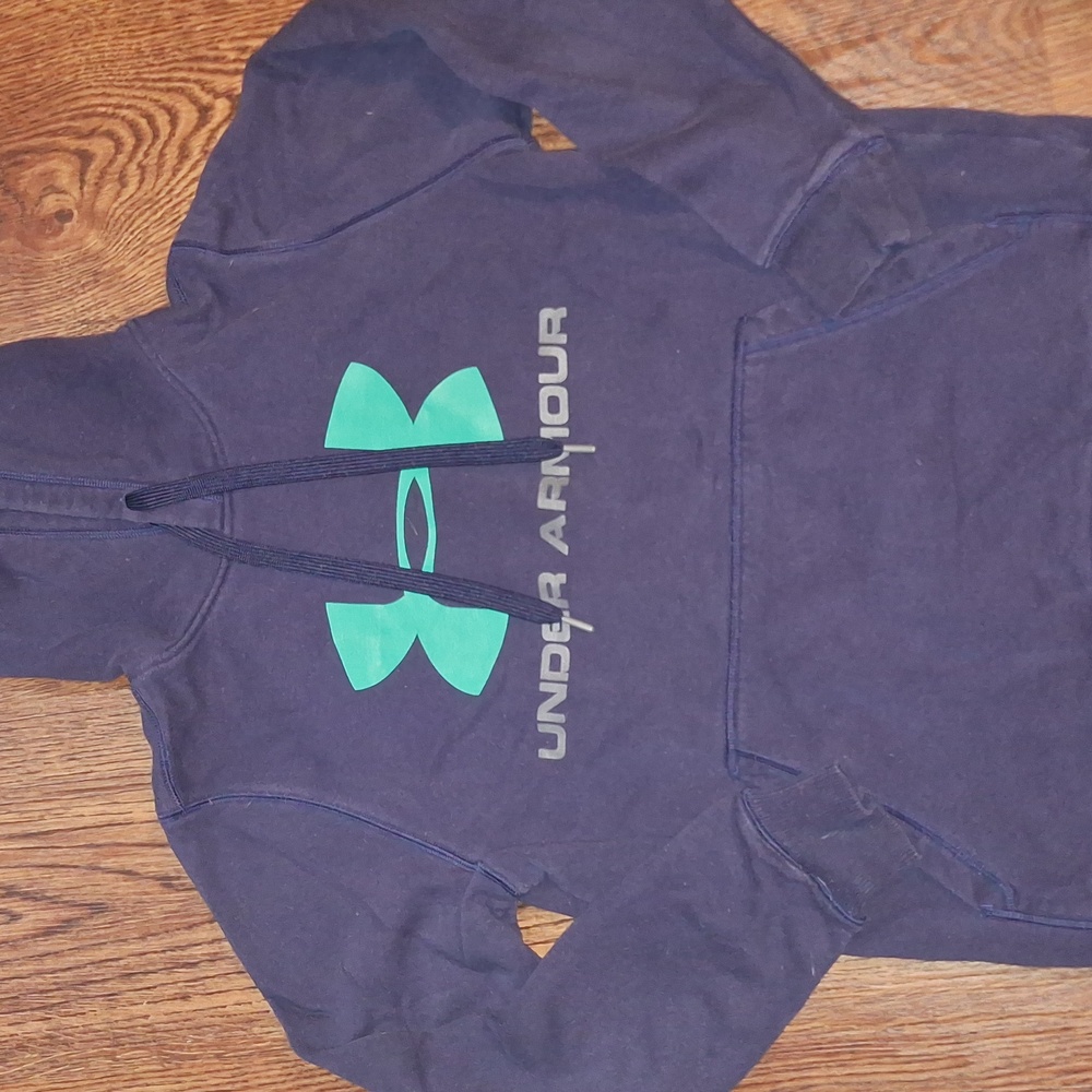 Under Armour Dark Blue Hoodie with Teal Logo